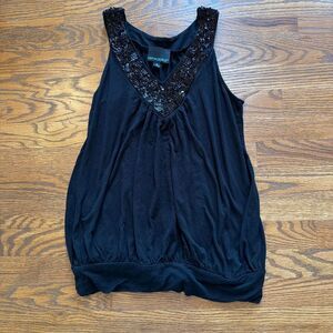 Vintage Cynthia Rowley 2000s Y2K going out black sequin top size M